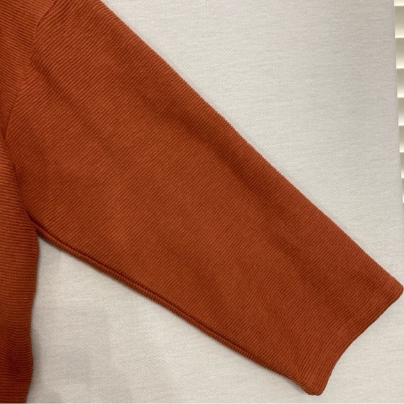 New Madewell Burnt Orange Tie Front Knit V Neck Relaxed Fit Pullover Top XXL - Picture 5 of 9